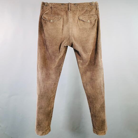Size 31 Brown Corduroy Cotton Blend Distressed Straight Casual Pants - Picture 3 of 7